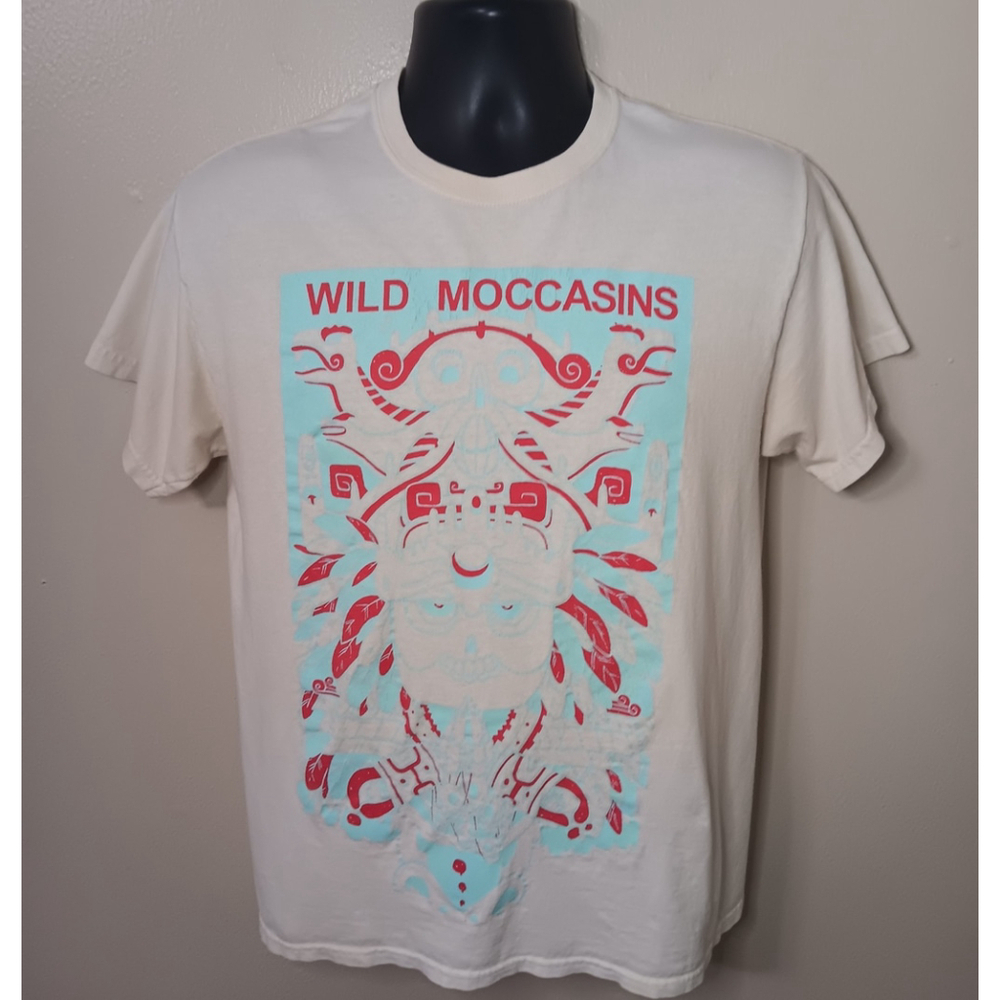 Wild Moccasins Adult Medium Band T-shirt Ivory Tee Gildan